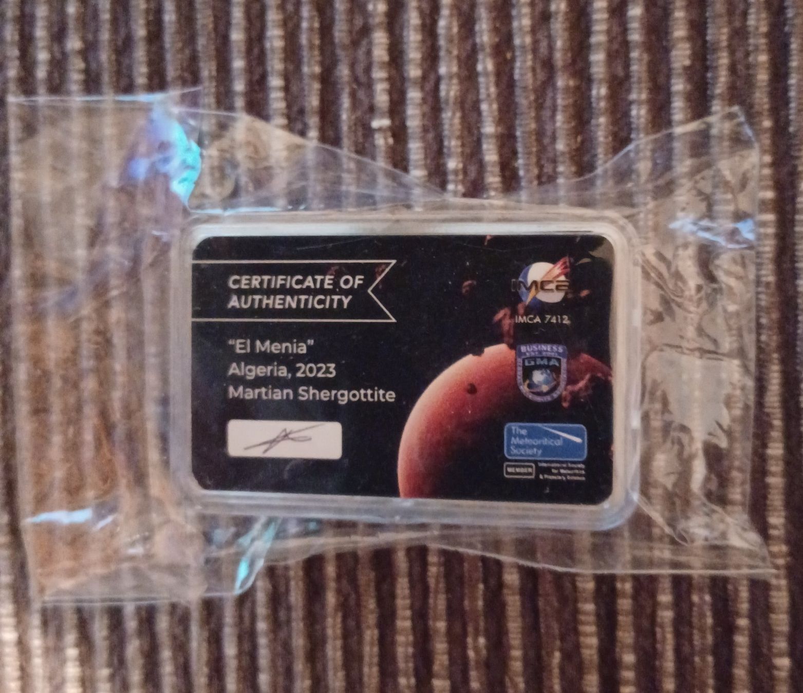 Minéraux & Lithothérapie: Mars Meteorit mit IMCA-Zertifikat – D'occasion à Gränichen par JakobM01 1