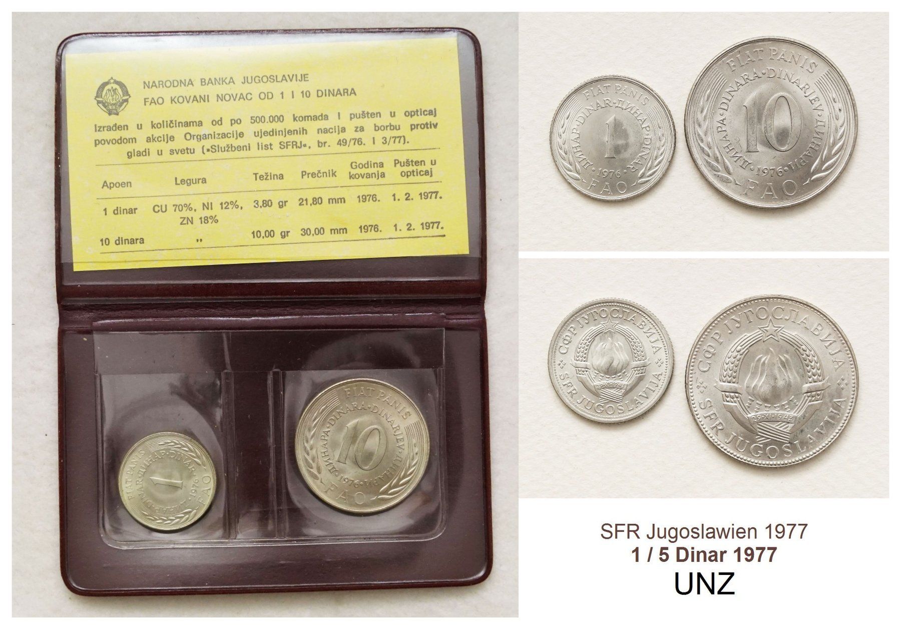 Tutti le monete: 1 / 5 Dinar 1977 UNZ – Usato da Flamatt venduto da samowarow
