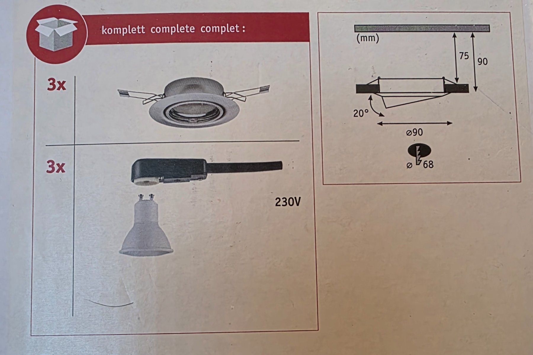 Lampadari & plafoniere: Paulmann LED Einbauspots, 3er Set, neuwertig, Eisen gebürste – Nuovo e nell'imballaggio originale da Haldi b.Schattdorf venduto da jos_vy29 3