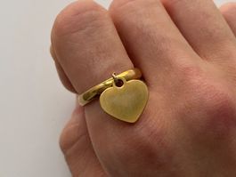 18KGP Goldene Herz Edelstahl Ring