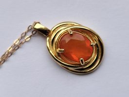 Feueropal Anhänger 925er vergoldete Silber. Für mehr feuer.