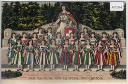 Helvetia mit XXII Kantone - Präge-Litho