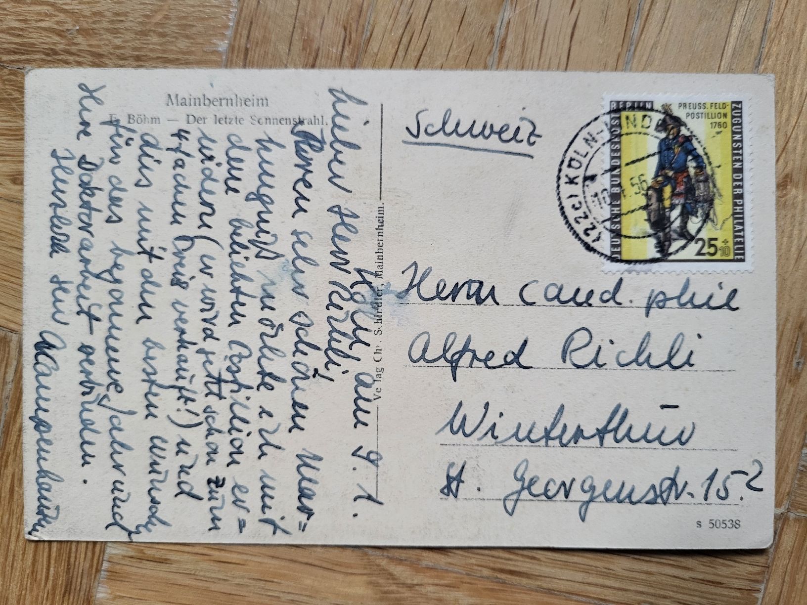 Alle Briefmarken: 1956, Postkarte nach Winterthur – Gebraucht aus stäfa von brandy66