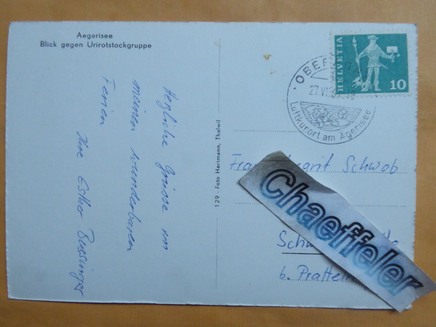 Cartoline postali: 1961 Aegerisee – Usato da Zürich venduto da Chaeffeler 1