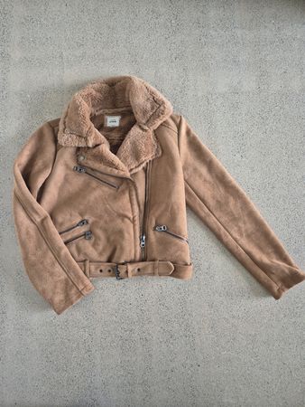 Kunstleder Pilotenjacke mit Teddyfell
