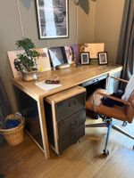 Schreibtisch Holz schwarz mit Schubladen Industry Style