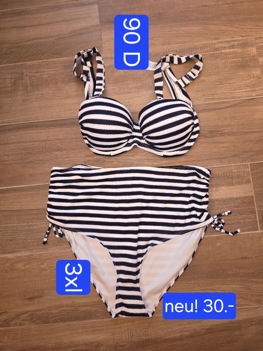 Costumi da bagno & Bikini: Bikini gestreift BH 90D Hose 3XL neu – Nuovo (secondo la descrizione) da Büsserach venduto da Divina86