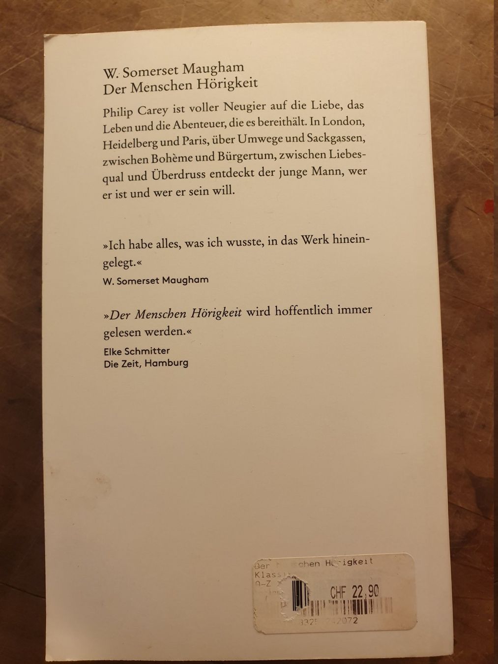 Libri: Der Menschen Hörigkeit - W. Somerset Maugham – Usato da Zürich venduto da loosebone 8