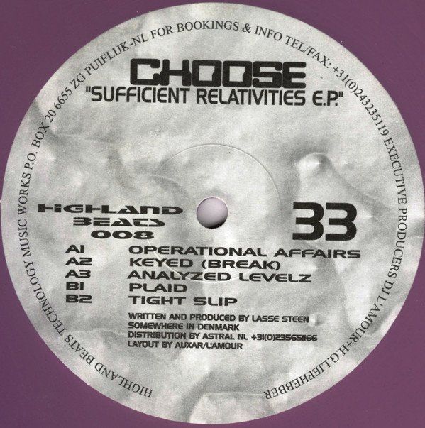 Dischi in vinile: Lasse Steen CHOOSE "sufficient relativities" acid Hardcore – Usato da Aubonne venduto da Aperfectgent