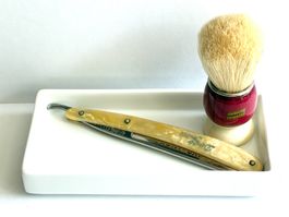 Vintage Rasierset mit Pinsel und Dovo 42 Rasiermesser 50er