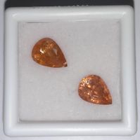 2x Zircons oranges poire 3.57 ct - Valeur 214.- Fr.