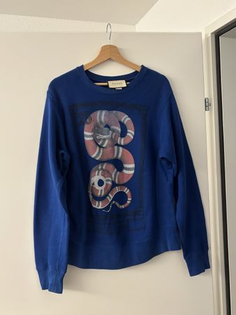 Gucci Sweatshirt Blau Gr. M Schlangendesign Top Zustand 