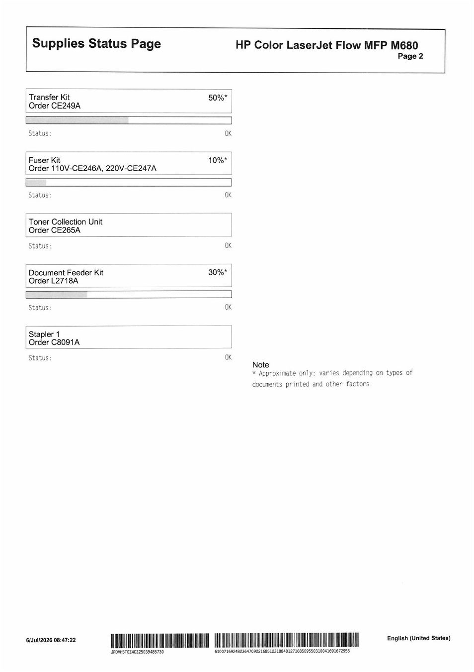Hewlett Packard Stampanti: HP Color LaserJet Enterprise Flow MFP M680 Drucker – Usato da Zürich venduto da jhkag 5