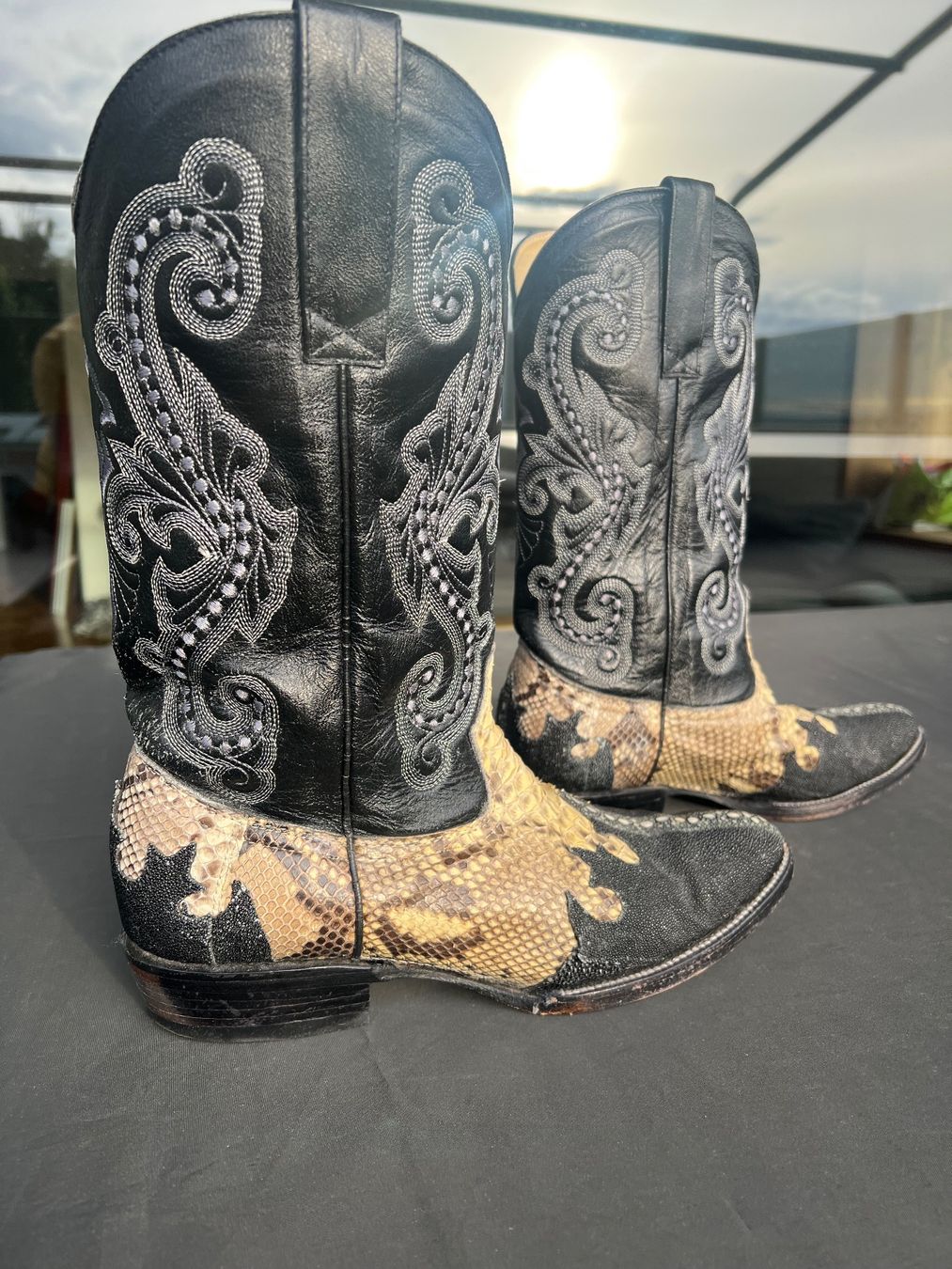 Chaussures hommes: Exotische Cowboy-Stiefel Gr. 42-Echtes Rochen- & Python-Lede – D'occasion à Wangen SZ par mha_j9rz 1