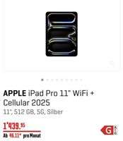 iPad Pro 11-inch M5 Wifi + Cellular 512 GB