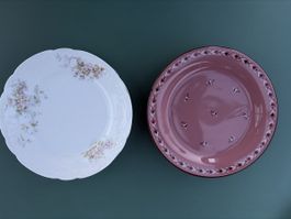 4 Vintage Dessertteller Blumen – gemischtes Set
