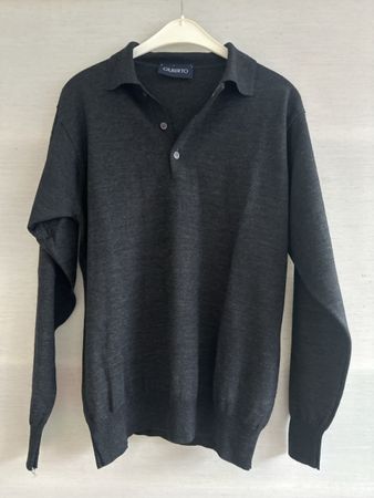 Feiner GILBERTO Merinowolle Poloshirt Pullover Gr. M Herbst