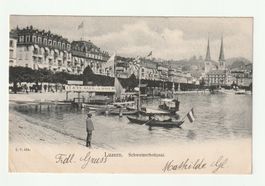 Postkarte 1905, Luzern, Schweizerhofquai, Booten u. Hofkirch