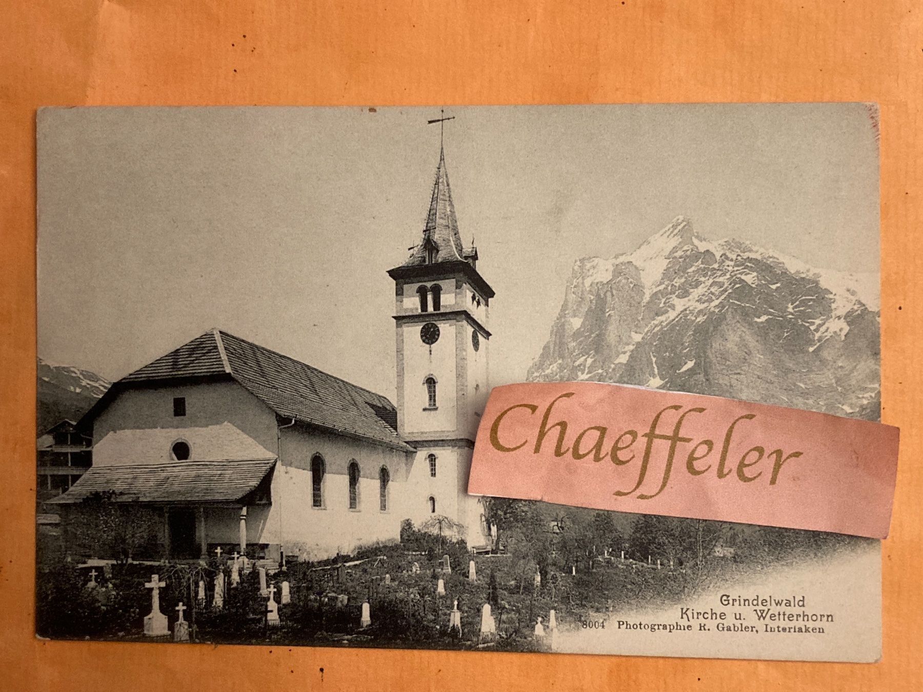 Ansichtskarten: Grindelwald Kirche und Wetterhorn – Gebraucht aus Zürich von Chaeffeler