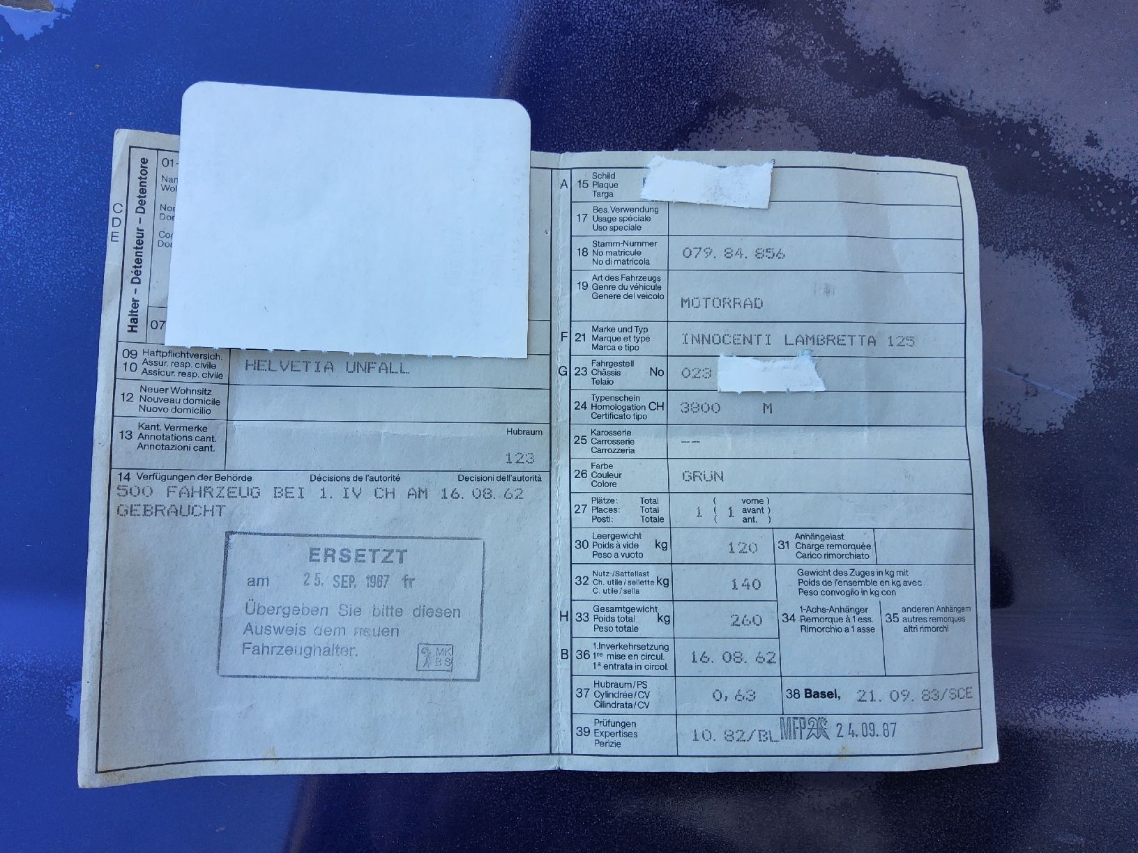 Lambretta Altro: Lambretta / Rahmen mit Ausweis – Difettoso da Schüpfen venduto da ber_j6b6 3