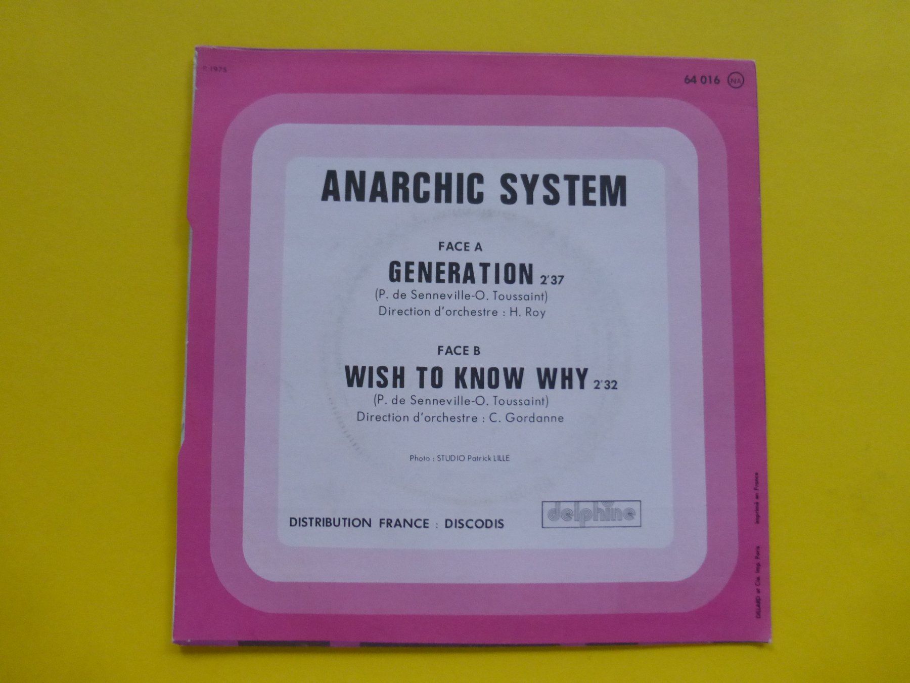 Dischi in vinile: Anarchic System – Generation / Wish To Know Why – Usato da Zürich venduto da Swiss57 1