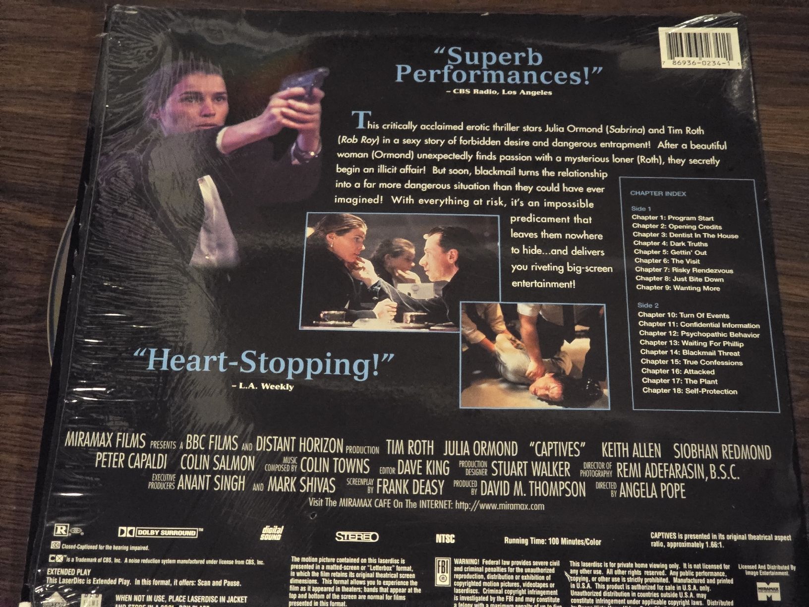 Tutti i DVDs: Captives Laserdisc Tim Roth Julia Ormond Selten – Usato da BADEN venduto da Sprinz 1