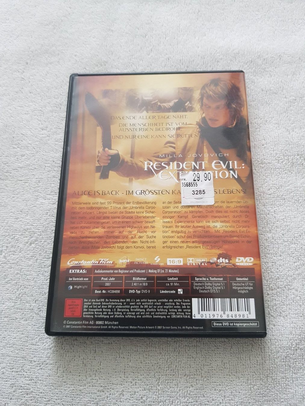 Tutti i DVDs: Resident Evil: Extinction (DVD) – Usato da Liestal venduto da tonic 2