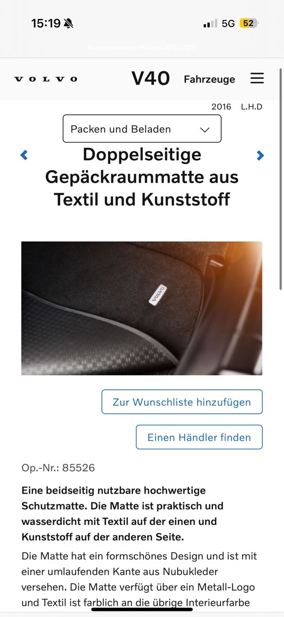 Volvo Tappeti & Tappetini: Volvo V40 2012-2019 wendbare Kofferraummatte – Nuovo (secondo la descrizione) da Zäziwil venduto da mar_cj7l 4