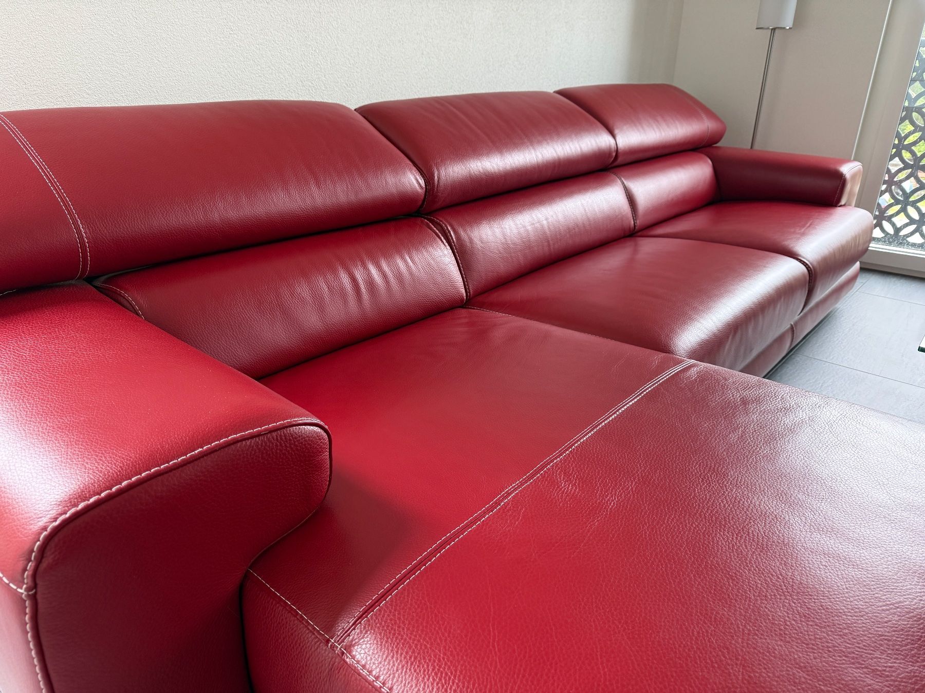 Divani: CALIA Italia Designer Leder-Ecksofa Rubinrot – Usato da Seengen venduto da ackleca 4