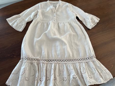 Bohemiana- Kleid Leinen-Mix Lochstickerei Gr. 42 neu