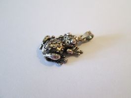 Wundervoller beweglicher Frosch Schmuckanhänger 925 Silber