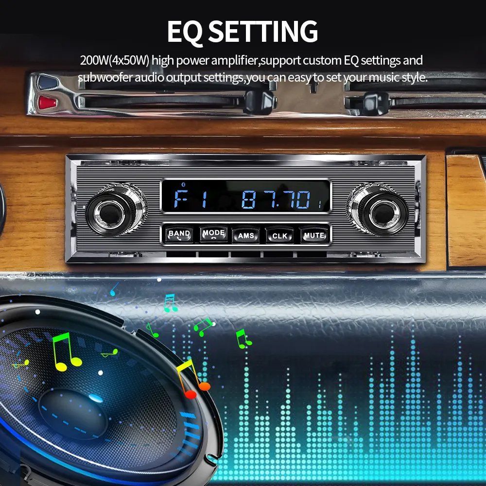 Tutti pezzi di ricambio auto: Retro Autoradio Oldtimer 1 DIN Bluetooth Internet Radio USB – Nuovo e nell'imballaggio originale da Chiasso venduto da online.shop 1