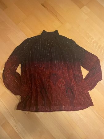 Elegante Desigual Bluse Rot Schwarz Farbverlauf, Gr. L