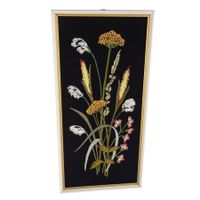 Vintage Wandstickerei Blumen – Gerahmtes Stickbild