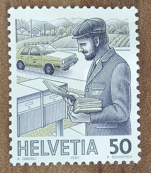 Alle Briefmarken: Timbre Helvetia 50 de 1987 – Gebraucht aus Renens VD von fab_j2ct