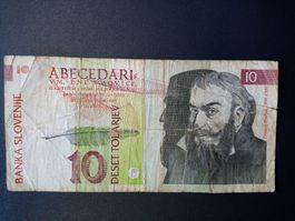 Slowenische 10 Tolar Banknote, Jahrgang 1992, Top Zustand