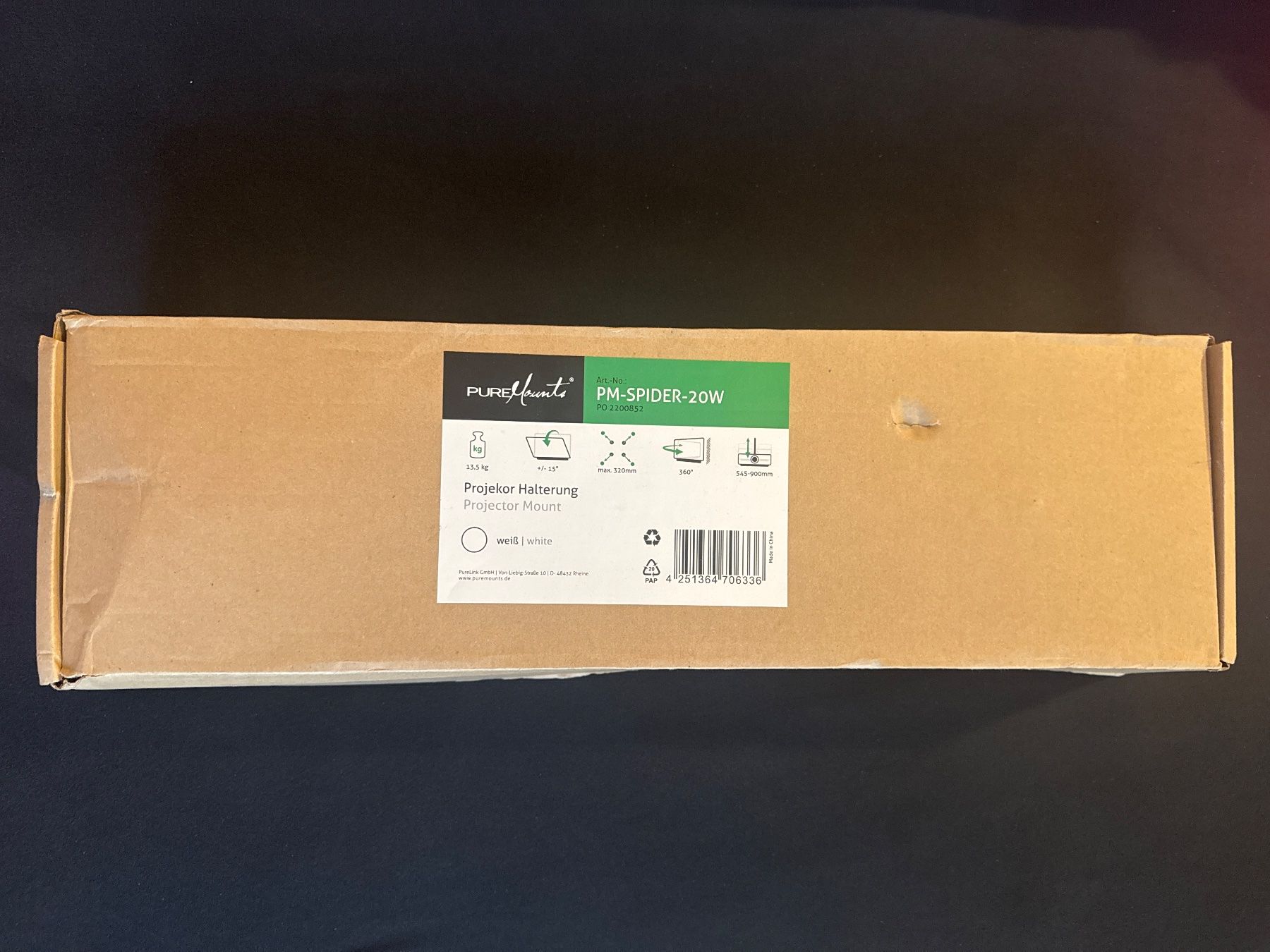 Staffa per monitor: PURE MOUNTS Projekor Halterung weiss – Nuovo e nell'imballaggio originale da Horgen venduto da CS75