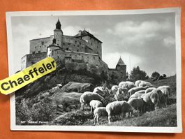 1950 Schloss Tarasp vintage Postkarte, Graubünden, Schweiz