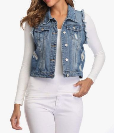 Jeansweste, hellblau, distressed Look, Grösse S/xs