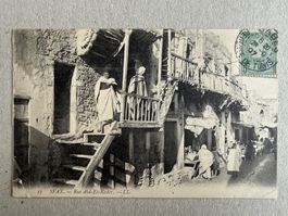 🟡antik Postkarte gelaufen 1907 Briefmarke TUNESIEN SFAX
