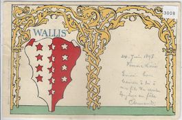 Walliser-Wappen - armoiries-valaisannes 1898 - Litho