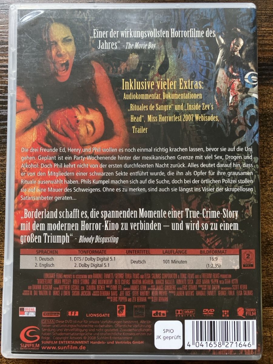 Tutti i DVDs: Borderland DVD – Usato da Glarus venduto da Jhuber78 1