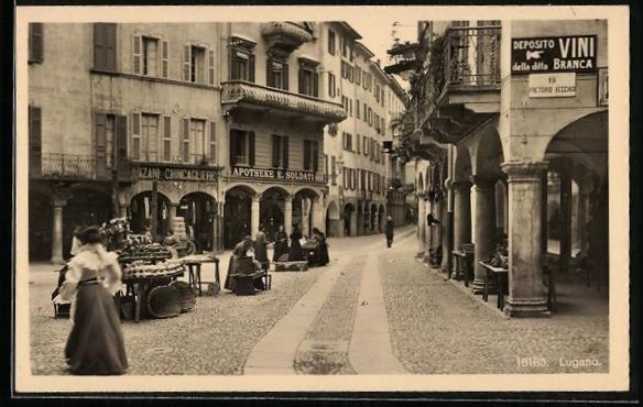 Cartoline postali: AK Lugano, Blick in eine Strasse – Usato da Berlin venduto da bartko-reher