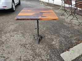 Vintage Bistrotisch, quadratisch, Holz/Metall, Top Zustand!