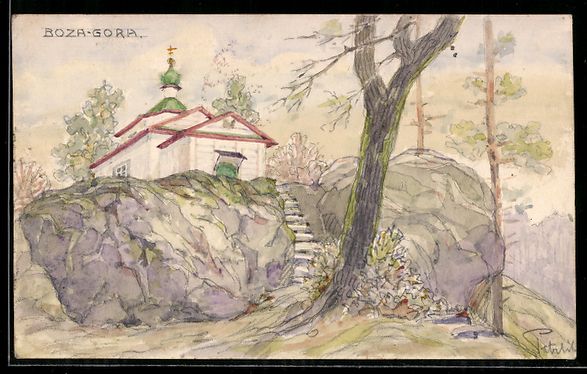 Cartoline postali: Handgemalt: Boza-Gora, Kirche in der Nat – Usato da Berlin venduto da bartko-reher