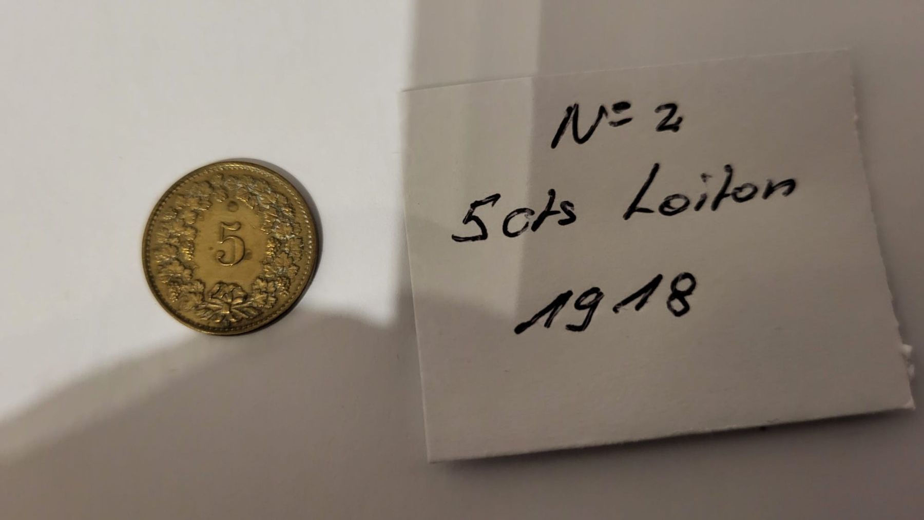 Tutti le monete: Pièce de 5 cts  Laiton 1918 – Usato da Chamoson venduto da Mauritius1 1