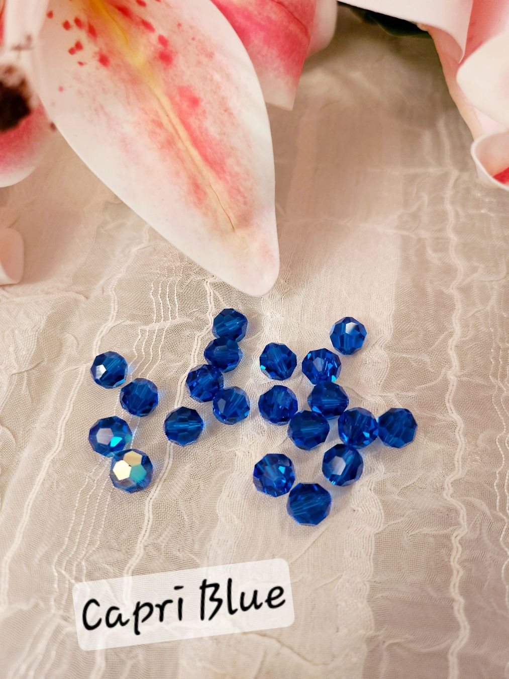 Perle (finte): Swarovski Perlen 8 mm 20 Stück Capri Blue – Nuovo e nell'imballaggio originale da Dietikon venduto da Eleda