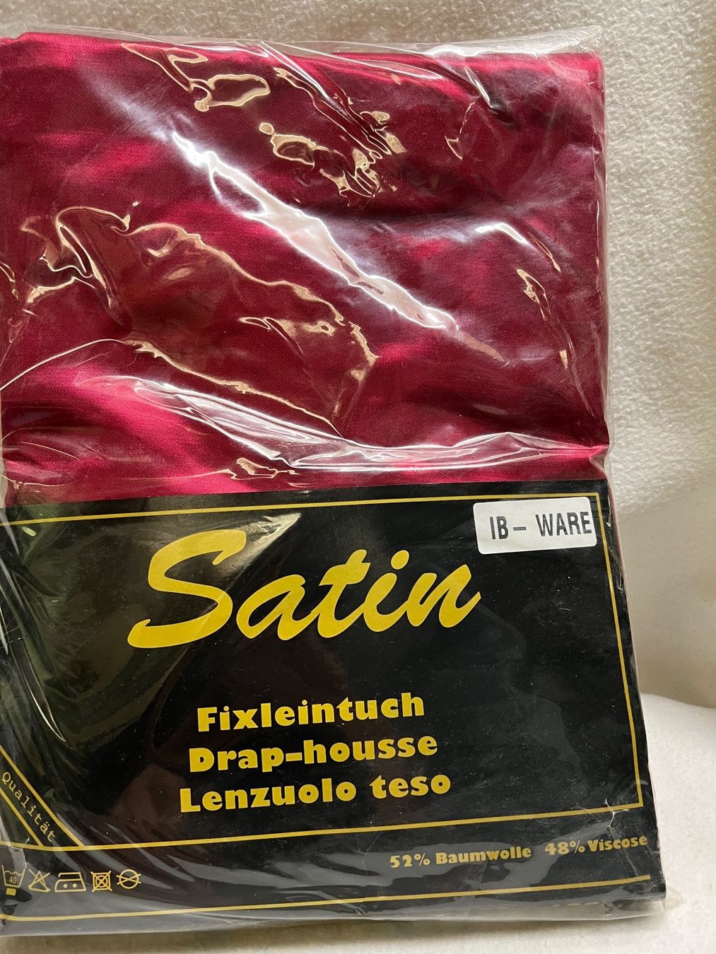 Biancheria da letto: Satin Fixleintuch 160/200cm Bordeaux – Nuovo e nell'imballaggio originale da Rorschach venduto da TrendyDeals 1
