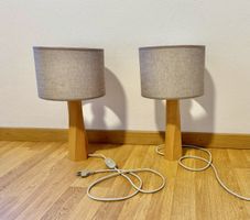 2 Nachttisch Lampen Neu aus Holz