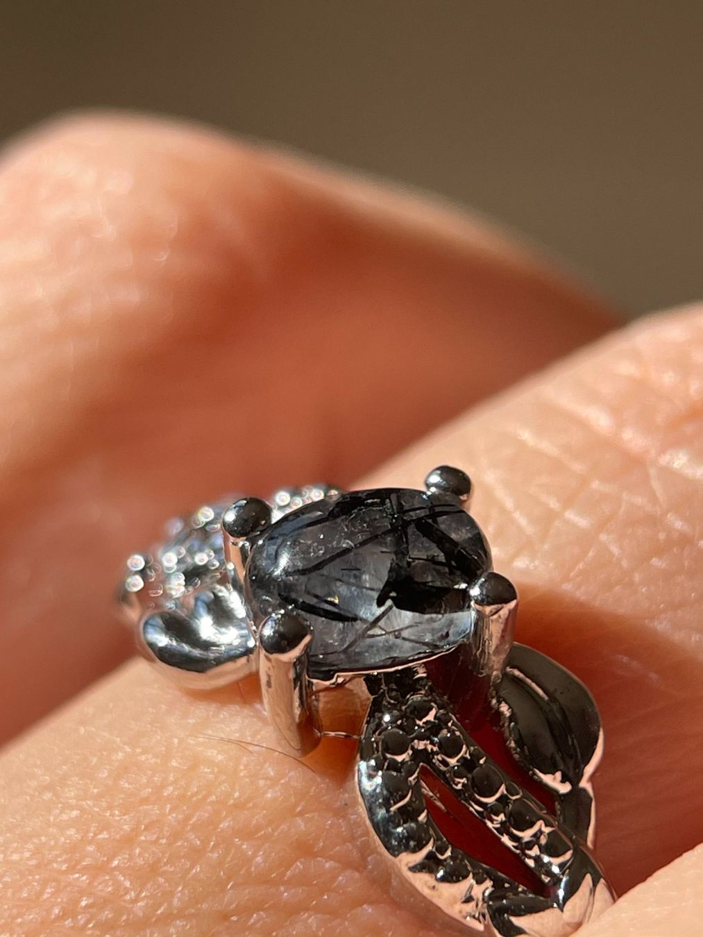 Bagues: 100 % echter schwarzer Rutilquarz-Ring – Edelsteinring. – Neuf avec emballage d'origine à Schiers par sisikristall 4